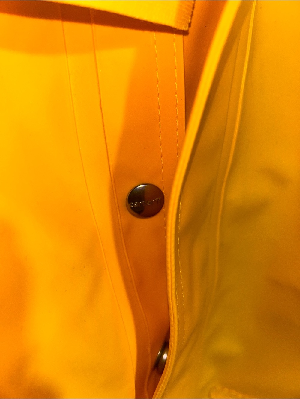 Carhartt Bright Yellow Hooded Waterproof Work Raincoat size medium. NWT - Picture 7 of 10